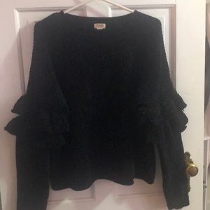 Cropped black chenille sweater
